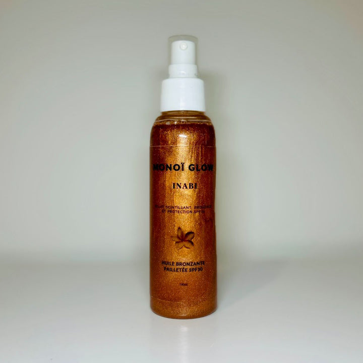 ✨ Monoï Glow – Huile Bronzante Pailletée SPF30 – 100 ml