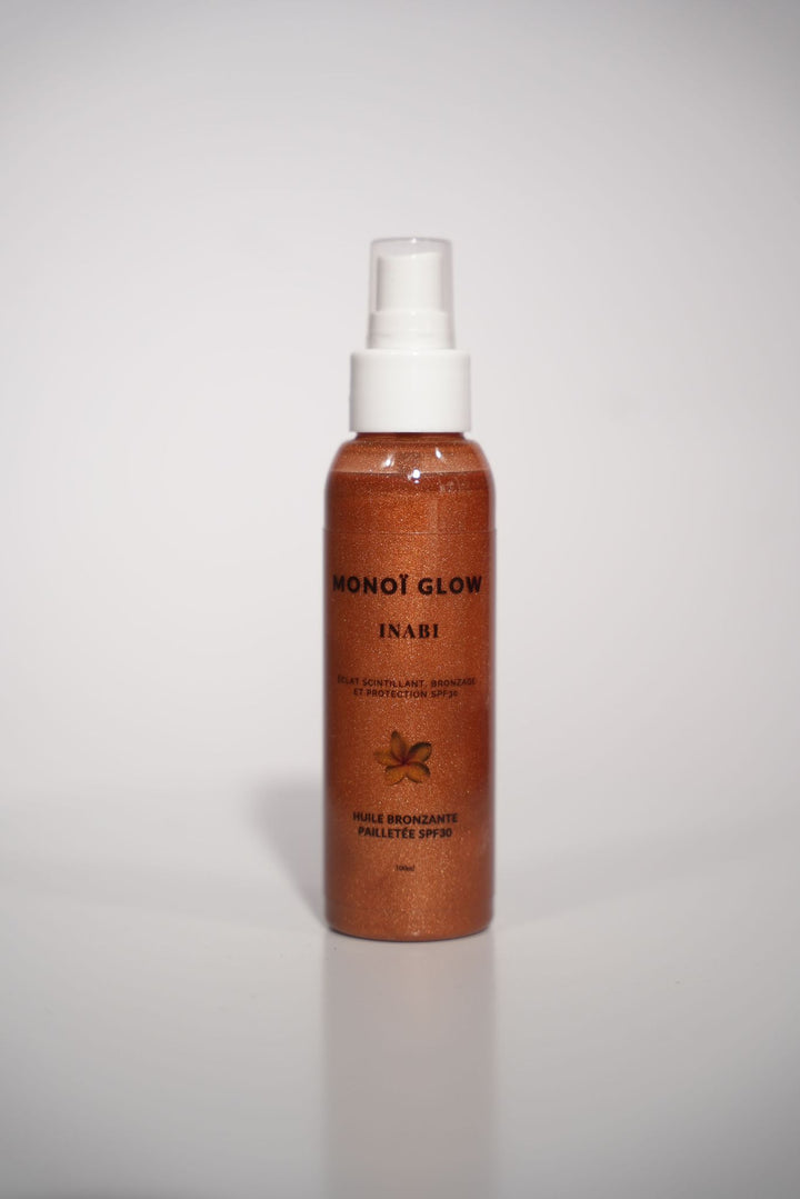 ✨ Monoï Glow – Huile Bronzante Pailletée SPF30 – 100 ml